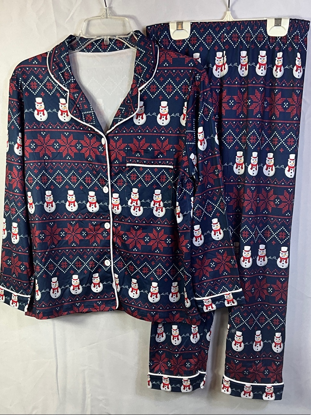 Navy Blue and Red Snowman Pajama Pant Set Size 12-14T New